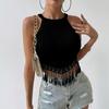 Women's Spring Summer New Elegant Tassel Vest Short Slim Fit Crop Top