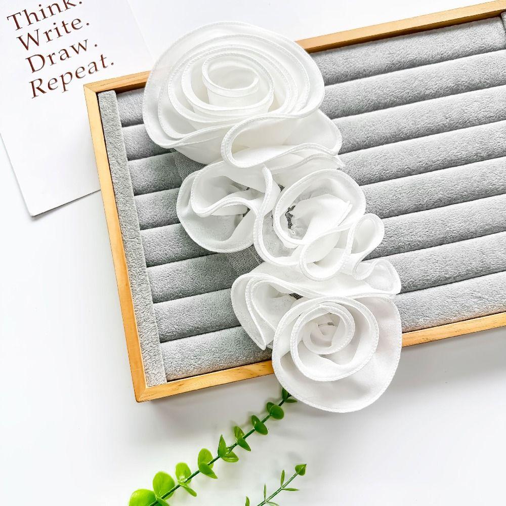 Folded Design 3D Floral Patch Decorative Cloth Fabric DIY Chest Flower  Wedding Dress