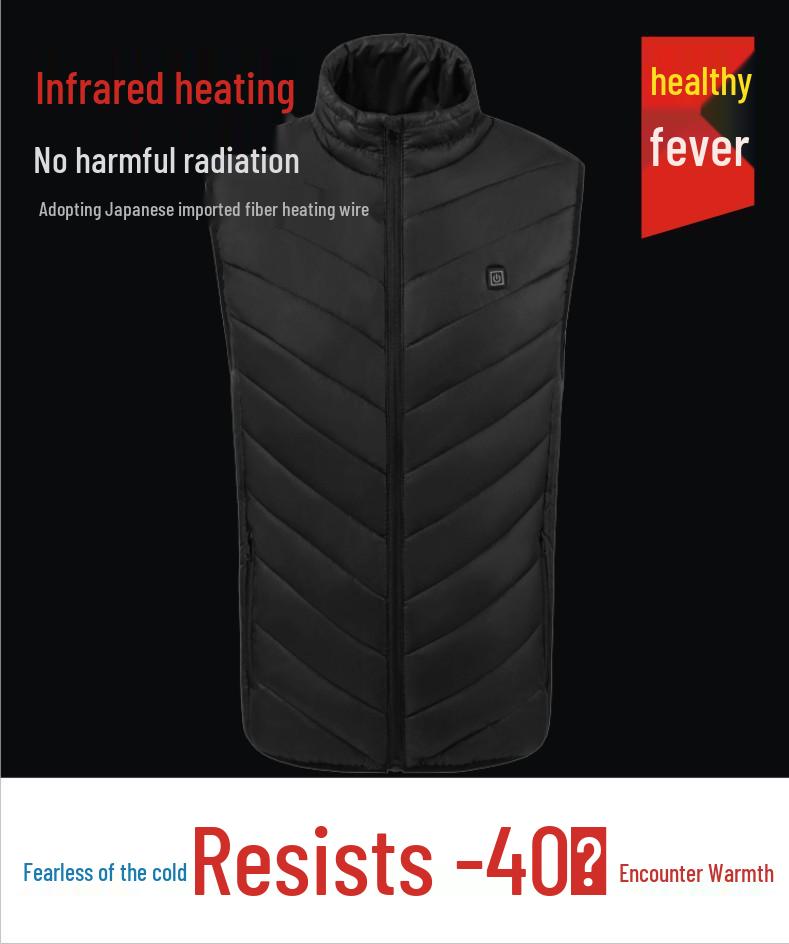 Men's Four-Zone Graphene Heated Vest with Stand-up Collar and USB Smart Temperature Control