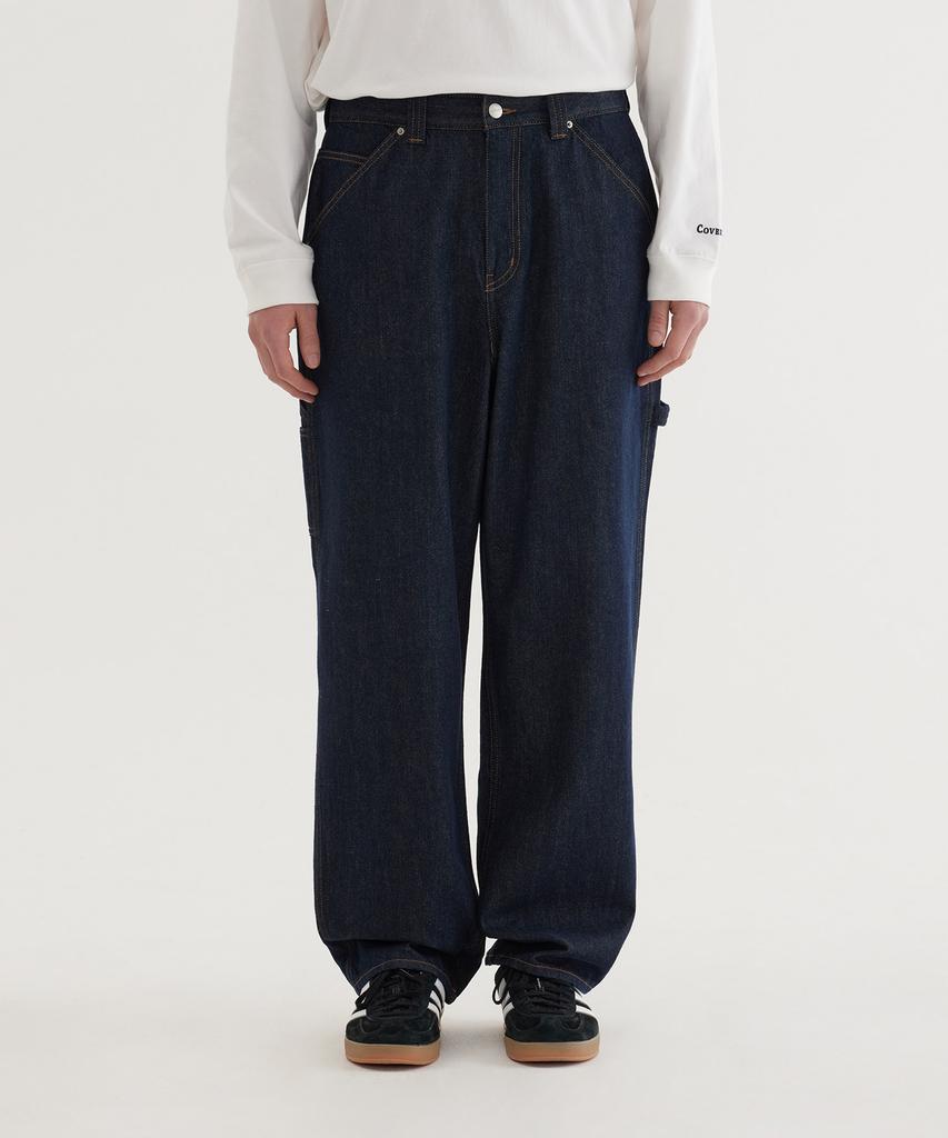 COVERNAT Semi-Wide Washed Denim Carpenter Pants Indigo
