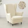 Nordic Solid Color Wing Chair Cover Velvet Stretch Armchair Covers Removable Relax Sofa Slipcovers with Seat Cushion Slipcover