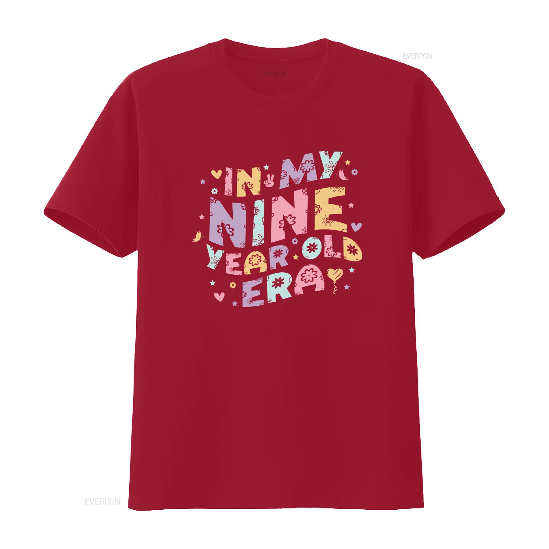 

In My Nine Year Old Era T Shirt Birthday 9th Party Ninth Celebrant vintage Washed Breathable graphic homme Stylish Versatile S