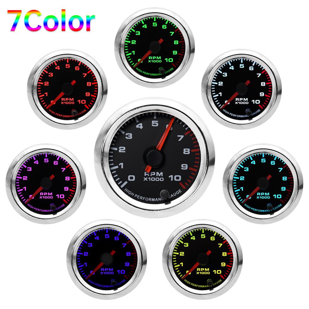 PSI Boost/PRM/Water Temp/Oil Temp/Oil Press/Voltage/Air Fuel Ratio/EGT 2"52mm Car Gauge 7Color LCD Digital Instrument Kit Holder