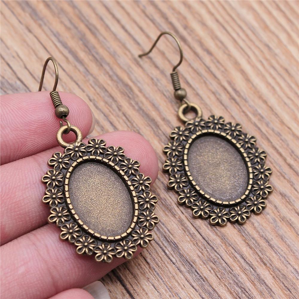 Fit 13x18mm Cabochons Oval Blank Setting Bezel Blank Cabochon Earring Base For DIY Earring Making