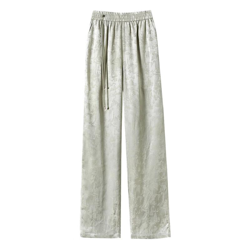 Women s New Chinese Style Jacquard High Waist Wide-Leg Casual Pants M