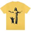 Summer Vintage Fashion Unisex Women ONeck Tshirt Jesus and Raccoon Funny Christian Graphic Tshirt Oversized Cotton Casual Tshirt