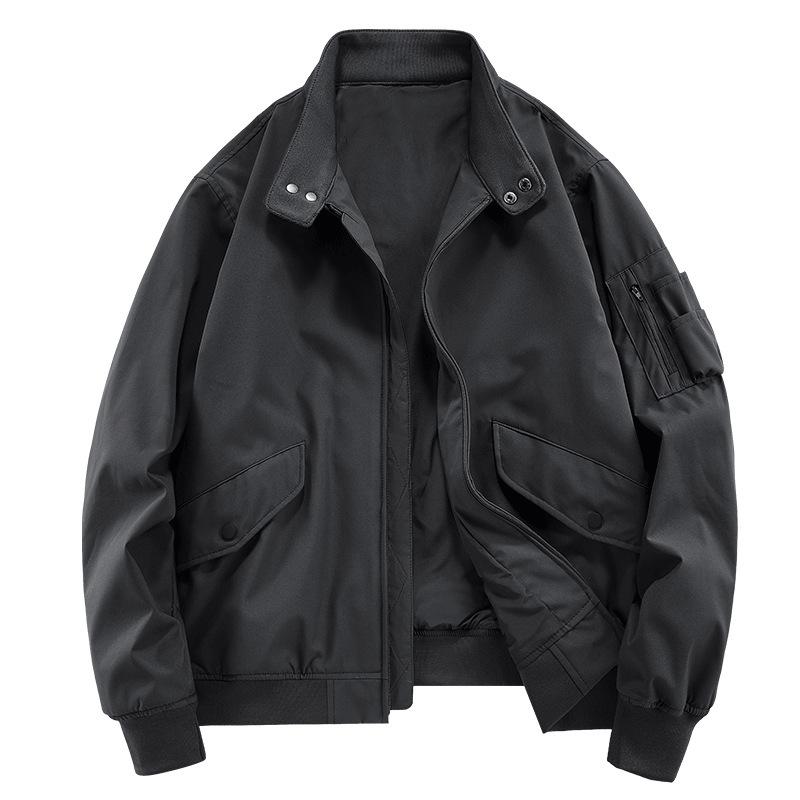 Autumn and winter new men's simple stand-up collar jacket soft and skin-friendly casual waterproof, windproof, anti-wrinkle and warm