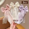 3pcs Set of Women's Fashionable Bow Hair Clips, High-End Hairpins with Mesh Ribbon and Spring Clasps, Hair Accessories