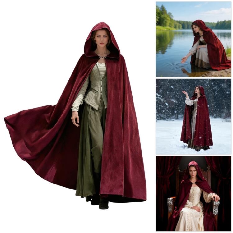 Renaissance Kapuzenumhang Halloween Mittelalter Kostüm Cosplay Langer Umhang Schal für Herren und Damen Geschenke