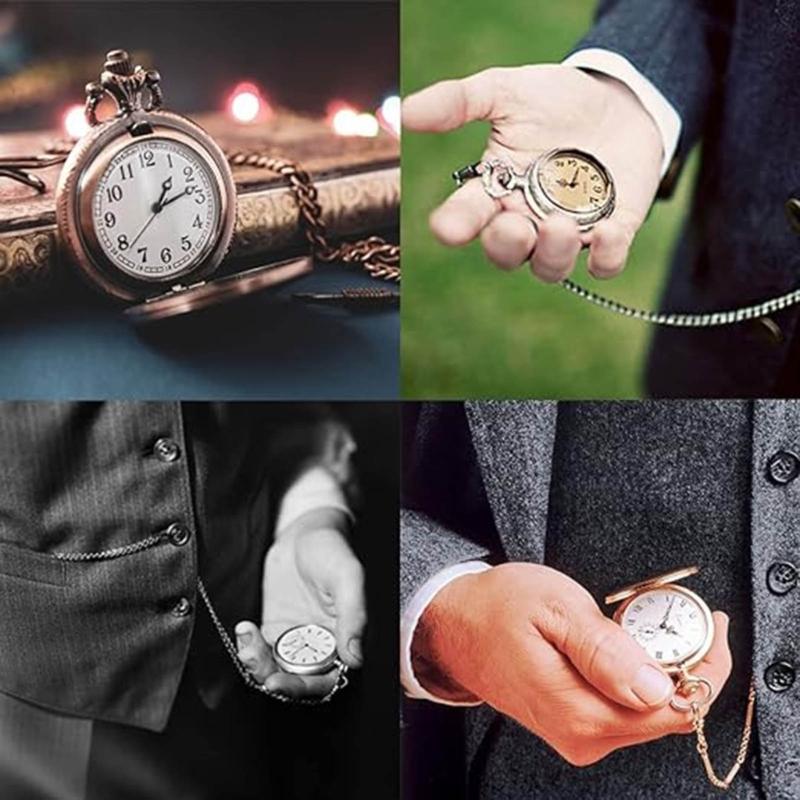 Corrente para Relógio de Bolso Cor Dourada Prateada Corrente de Substituição para Relógio Antigo de Quartzo Vintage Liga