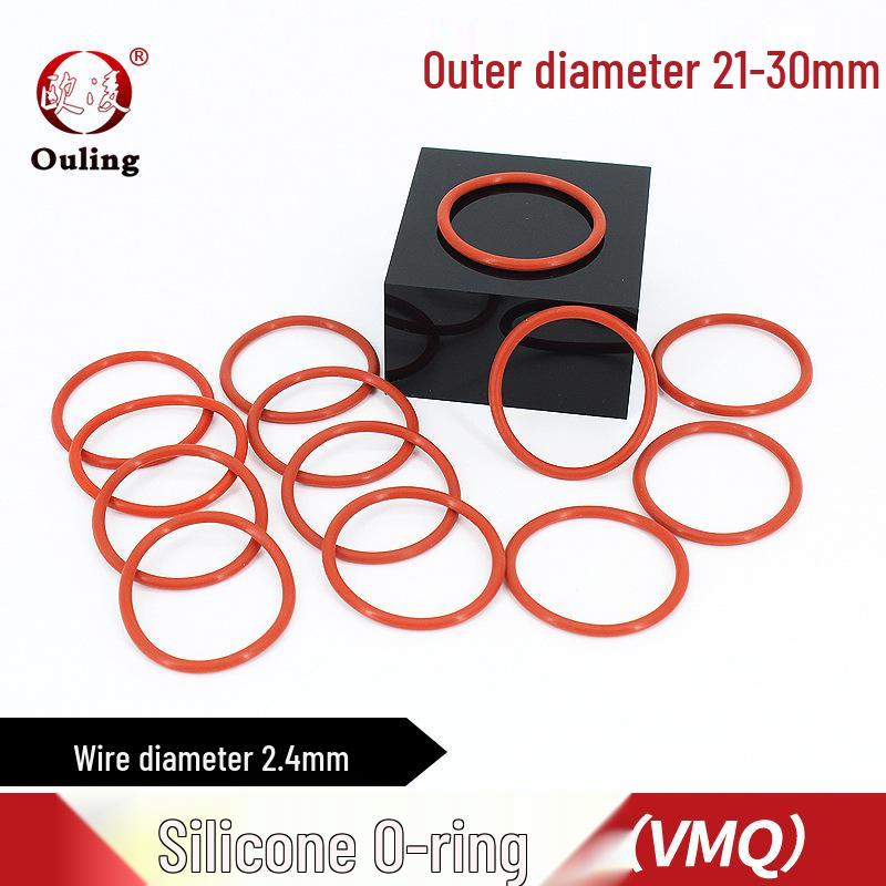 Eco-friendly Red Silicone O-ring, OD 21-30mm x 2.4mm Outer Diameter 21mm (5 pcs)