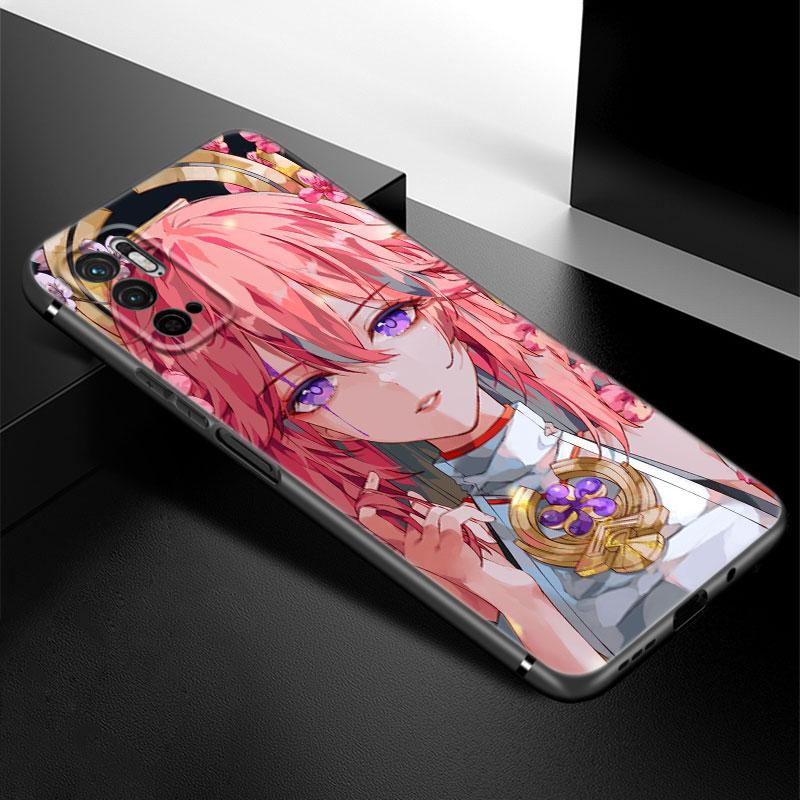 Genshin Impact Raiden Shogun Baal Case For Xiaomi Redmi Note 7 8 9 10 Lite 11 11E 11T 12 Pro 11S 4G 10T 5G 8T 9S 10S Black Cover