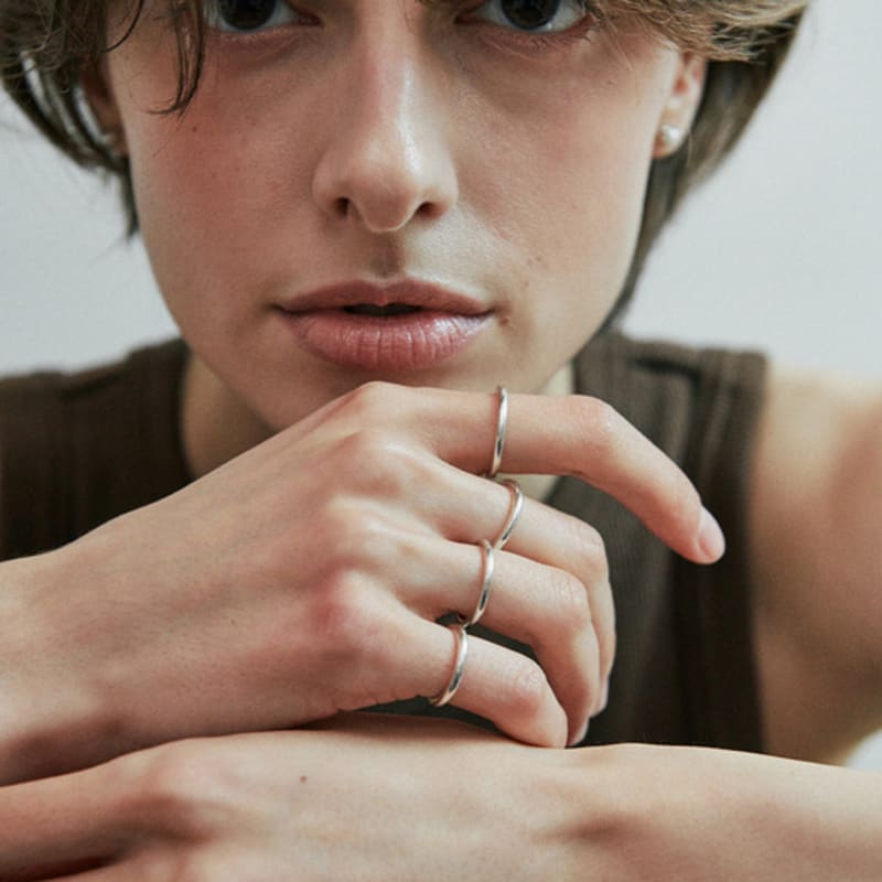 green [925 silver] Five.silver.227 / filet layered ring