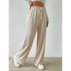 Fashion 2024 New Arrival Knot Waist Texture Knitting Wide Leg Pants Elastic High Waist Pure Color Casual Loose Straight-leg Women's Clothing