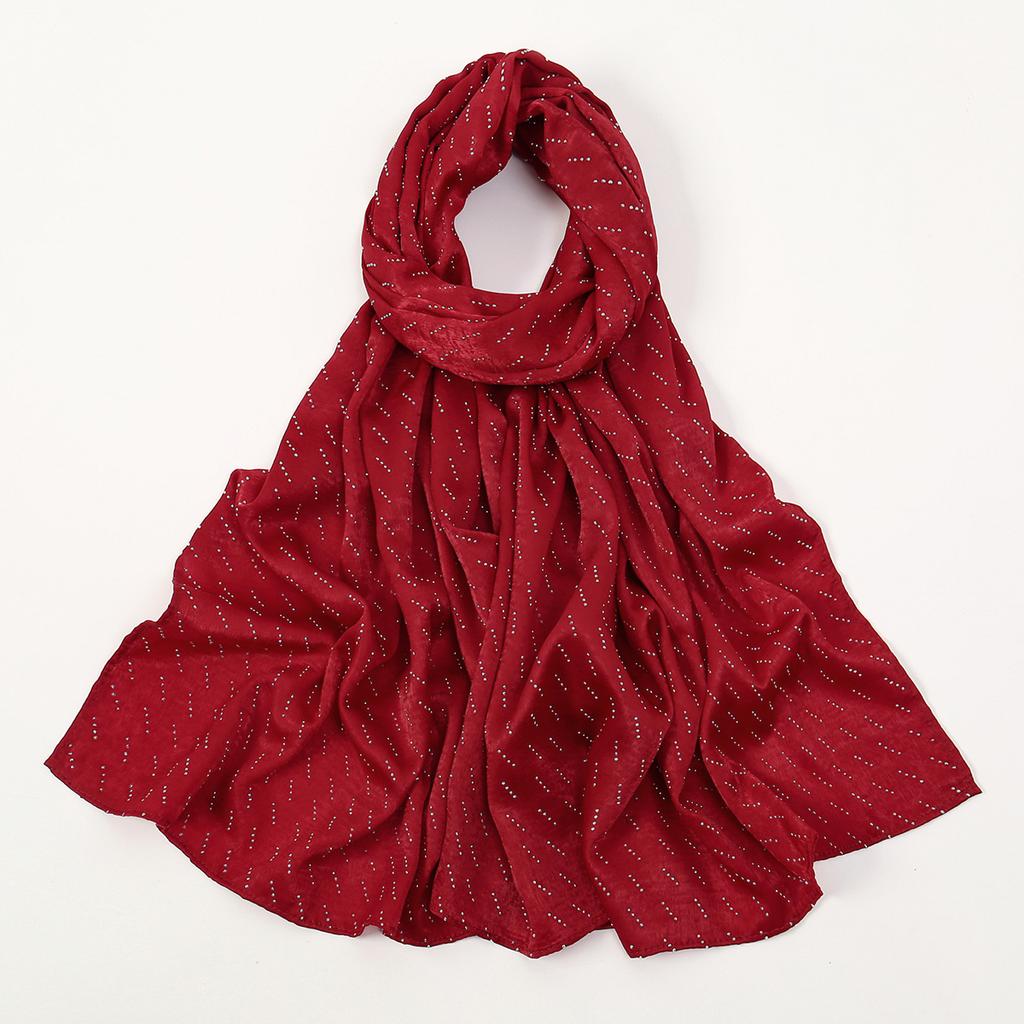 Rhinestone Velvet Satin Cotton Hijab Scarf Women Luxury Soft Plain Shawl For Women Muslim Hijabs Turban Femme Chic Ramadan