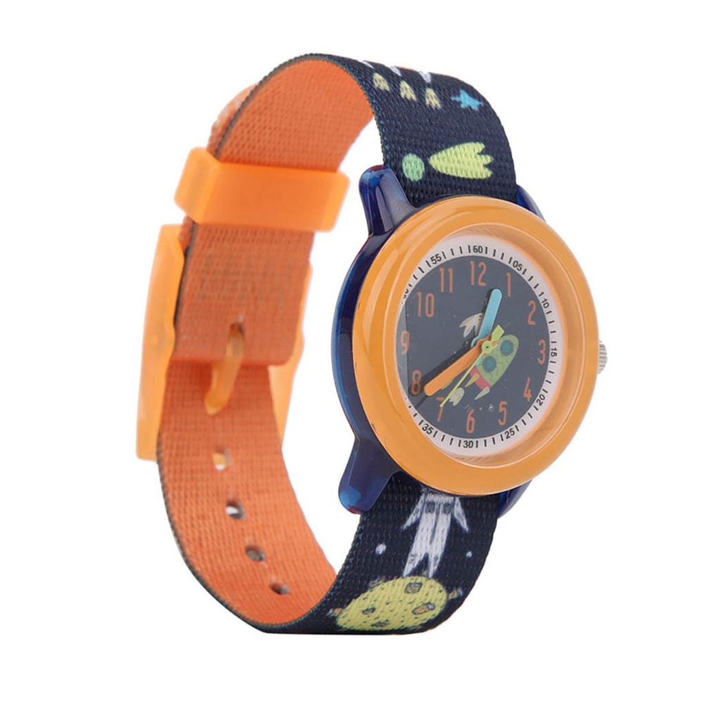 Children Watch Cartoon Pattern Waterproof Ribbon Strap Quartz Children WatchOrange