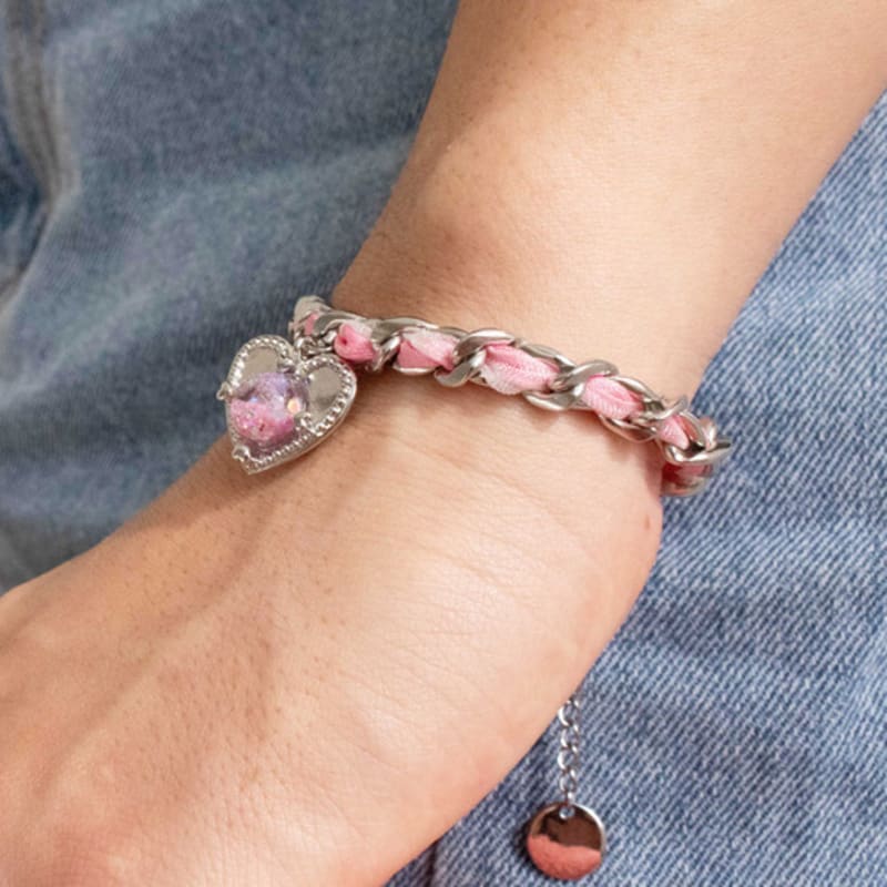 luvinball Heart Ribbon Chain Bracelet