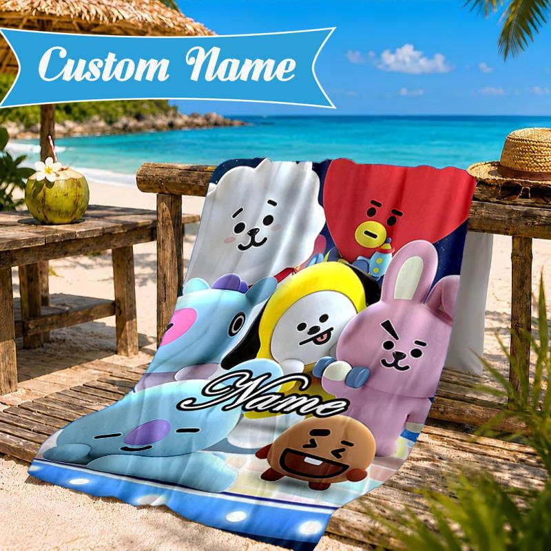 Custom Name K-pop Stars Group Beach Towel Microfiber Beach Towel, Lightweight and Quick-Dry, for Summer Travel, Swimming Pool Gift