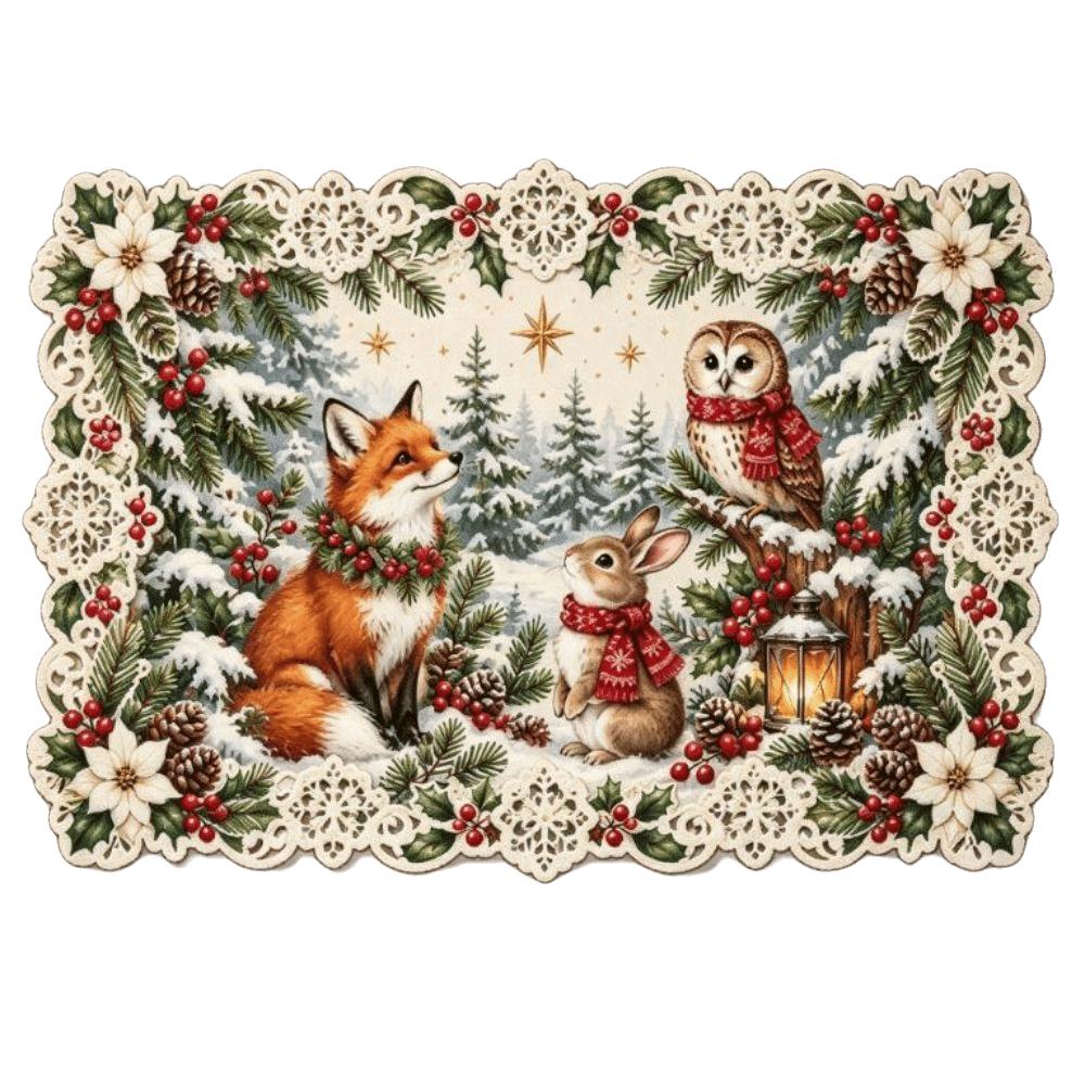 Snowman Elk Xmas Table Mat Coaster Square Dining Mat Christmas Table Placemat Winter Season