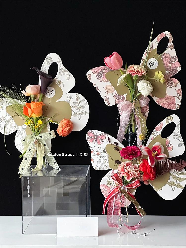 

4 шт. 32*28,5 см одиночная роза ручная цветочная коробка одиночный букет бабочка бумажная коробка декоративная бумага в форме бабочки роза