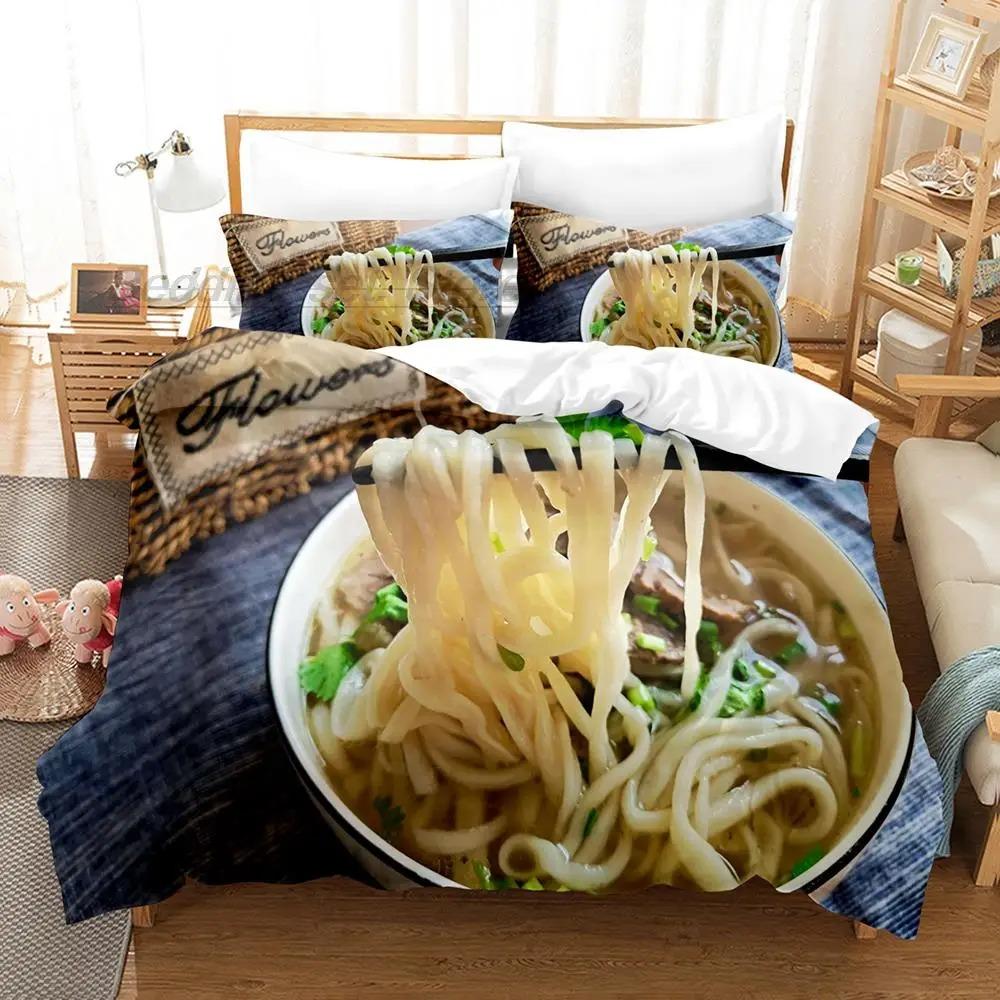 Gourmet Spaghetti Italian Bedding Set Single Twin Full Queen King Size Bed Set Aldult Kid Bedroom Duvetcover Sets 3D Breakfast