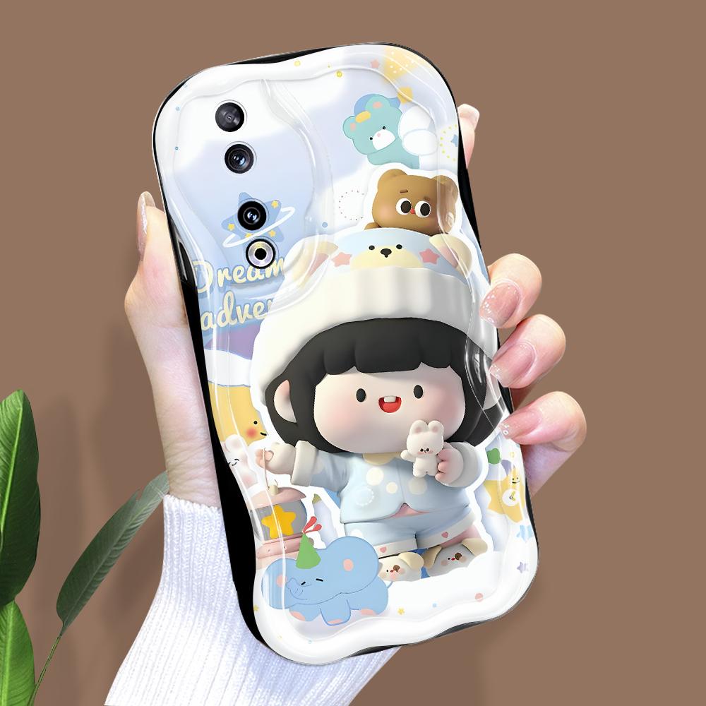 

Милый мультяшный узор, кремовая текстура, мягкий силиконовый чехол с волнистыми краями, чехол для телефона для Huawei Honor Infinix Tecno iPhone iPhone 11 чёрный