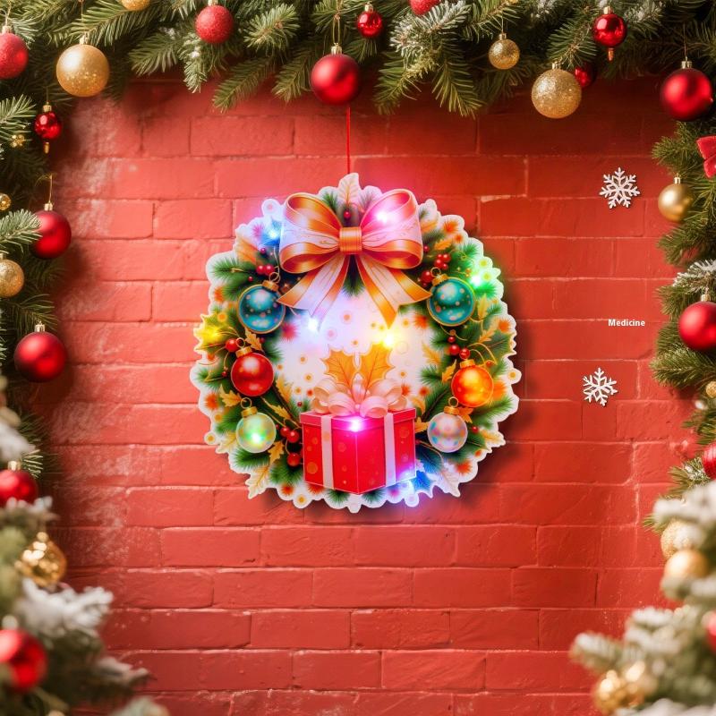 2025 Christmas Luminous Door Hanging Decorations Christmas Home Diy Decorations Scene Layout Decorations