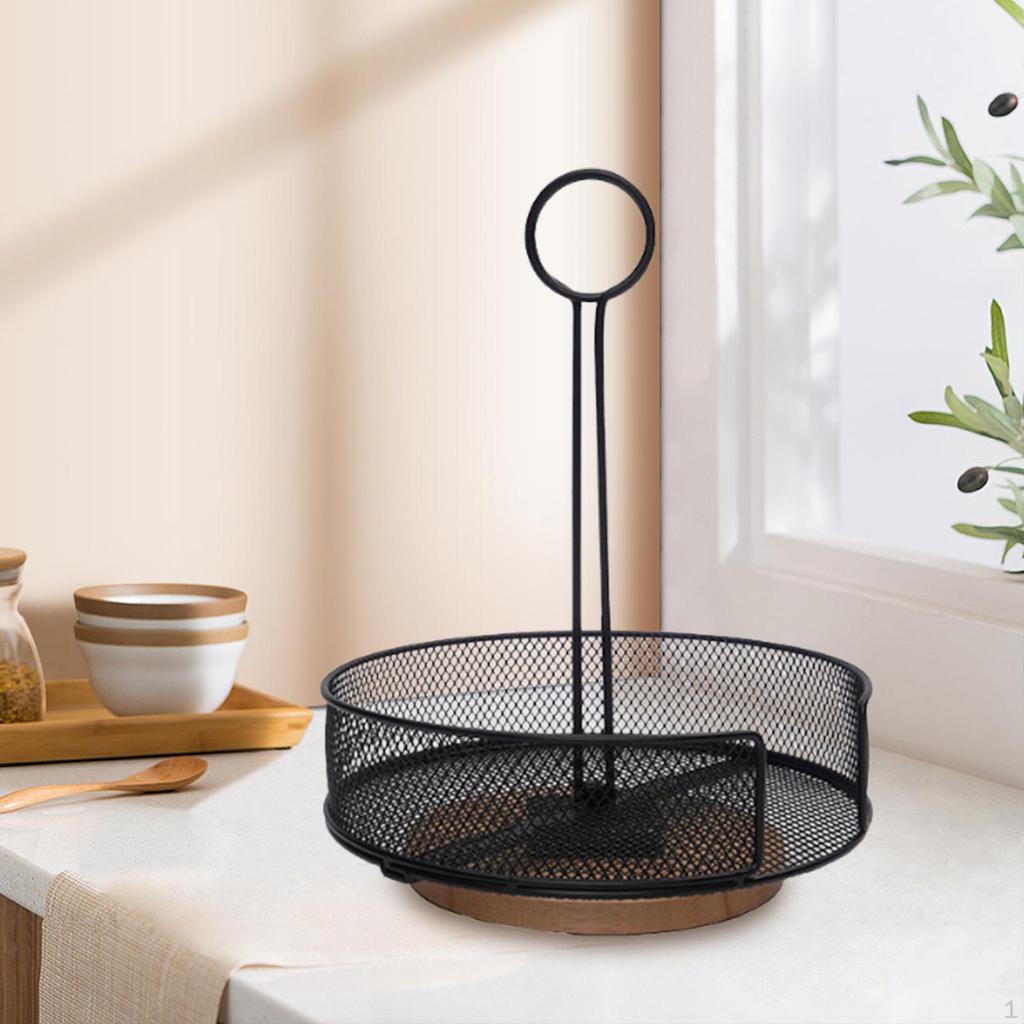 Seasoning Sauce Holder Metal Storage Rack Basket with Display Handle Rotating