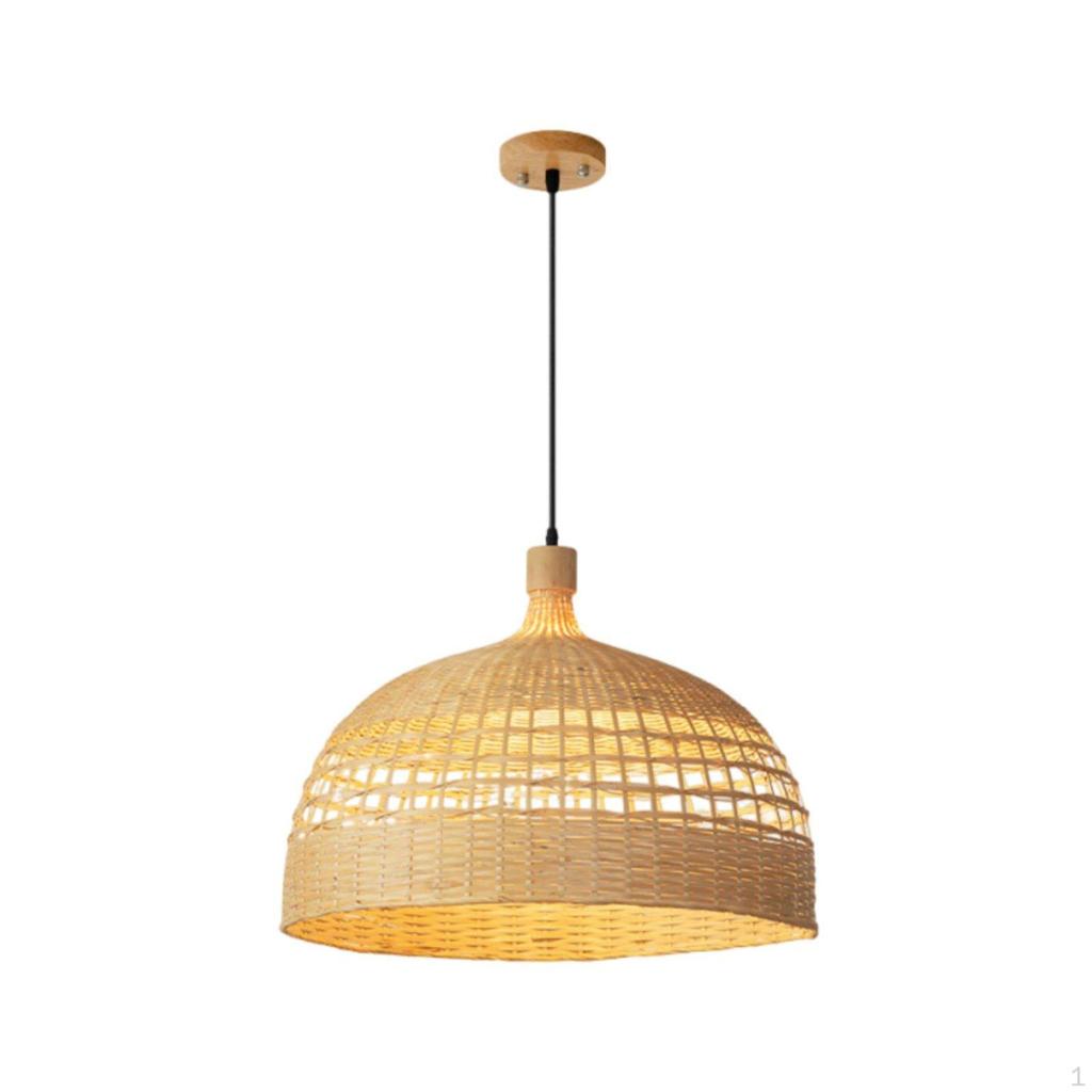 Bamboo Woven Pendant Light Material Dome Lampshade Artistic Design Wicker Hanging Lamp for Dining