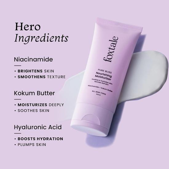 Foxtale Nourishing Face Moisturizer with Niacinamide for 24 Hr Hydration, Lightweight , Men & Women, All Skin Types, 50 Ml