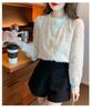 2025 Autumn Velvet Lace Stand Collar Shirt for Women