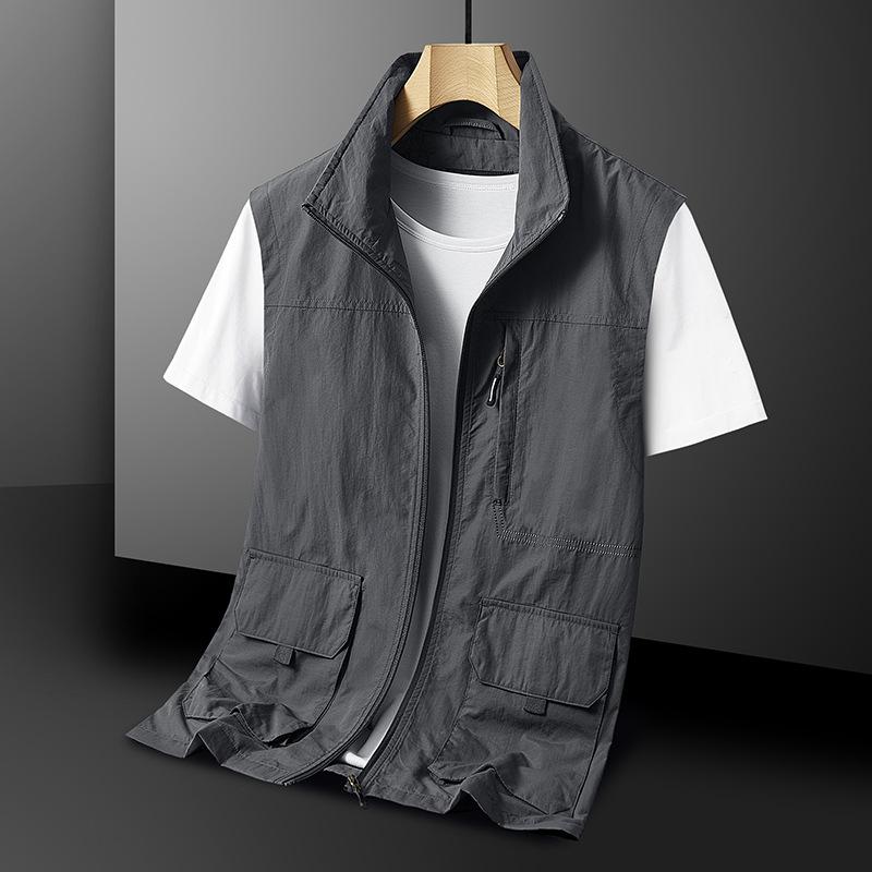 

Мужской жилет, весенне-осенняя рабочая одежда, жилет с несколькими карманами, молодежные топы большого размера M серый