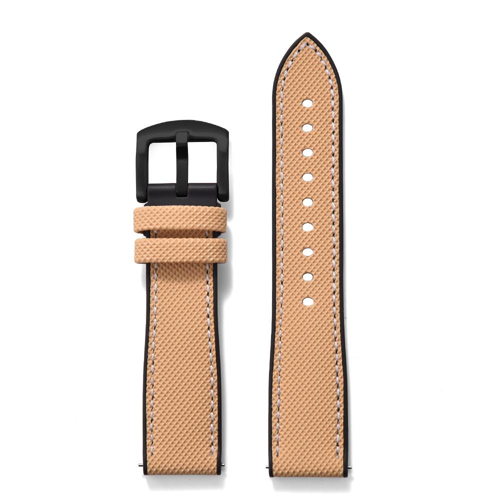 STAPELP Hybrid FKM Sailcloth Nylon Watch Strap 18mm 20mm 22mm 24mm Fluoro Rubber Leather Watchband For Each Brand Diving Watches
