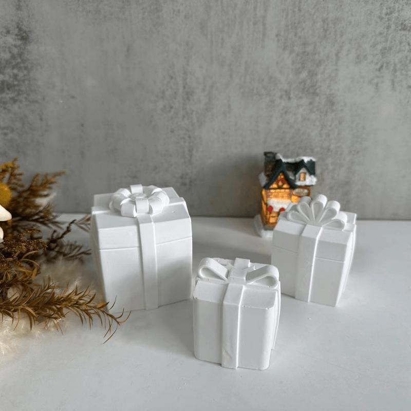3D Christmas Gift Box Candle Silicone Mold Bowknot Gift Boxes for Car Aromatherapy Candle Gypsum Resin Mould DIY New Year Xmas Gifts