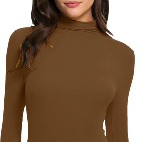 Women's Thermal Long Sleeve Shirts Slim Mock Turtleneck Pullover Basic Undershirts Compression Base Layer Top for Work Home Vacations