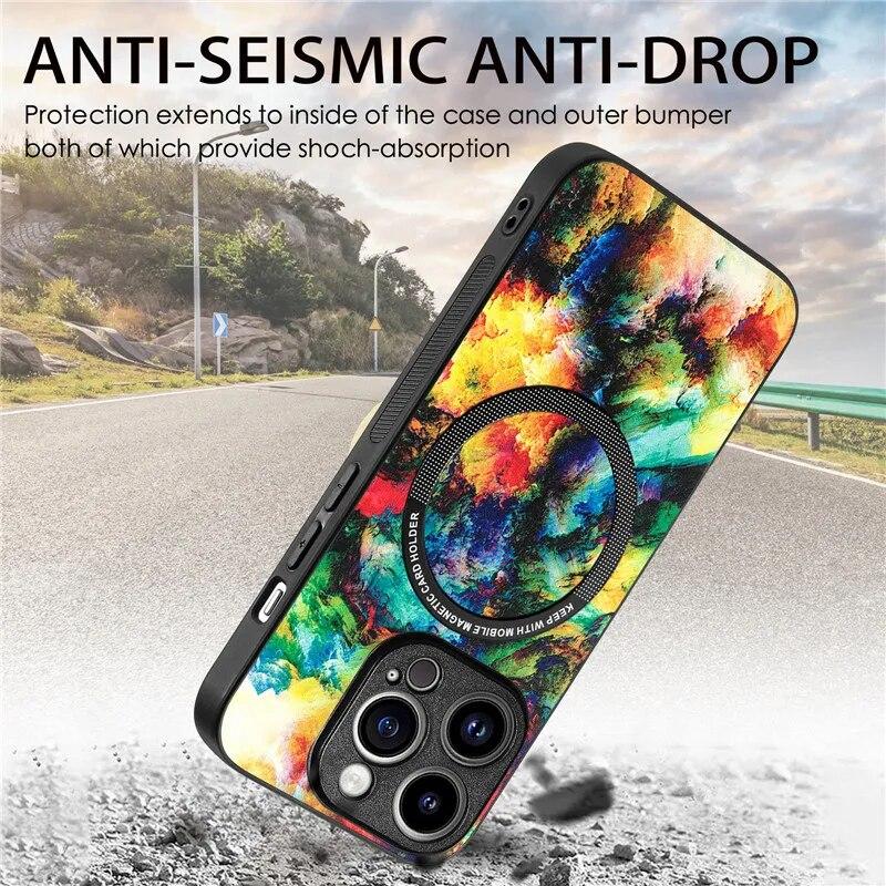 Bunte kabellose Lade-Handyhülle für iPhone 15 Pro Max 14 Plus 13 12 11 SE X für Samsung Galaxy S24 Ultra S23 S21 FE A35 A15 A54 A34 A53 Cover