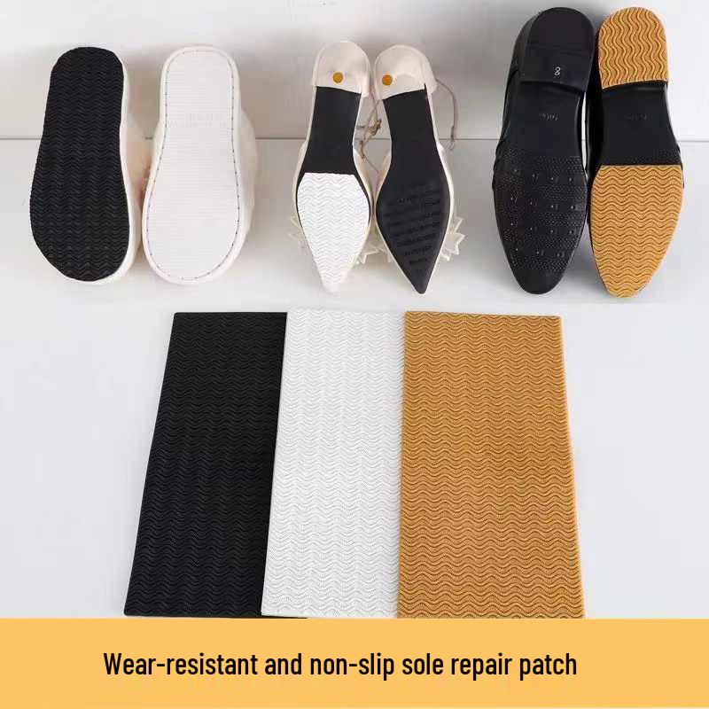 Non-slip, wear-resistant adhesive rubber pad for shoe sole repair and non-slip high heel leather shoes.