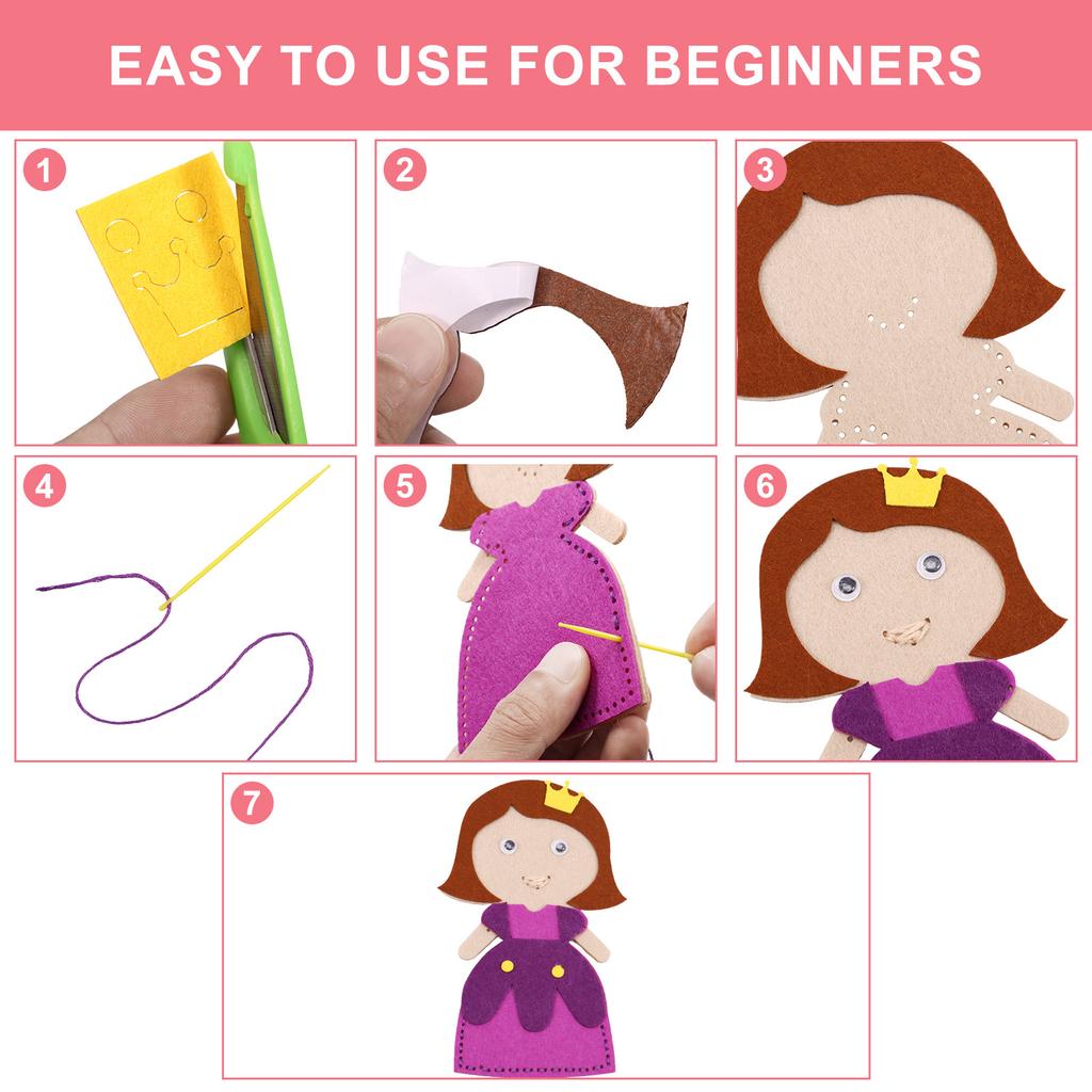 8Pcs Castle Series Sea Animals Craft Kit Felt Sewing DIY Craft Set for Kids Beginners Educational Sewing Girl Art Christmas Gift