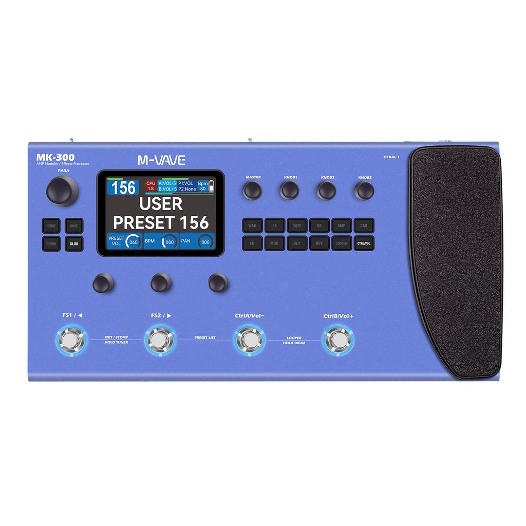 M-VAVE MK-300 Multi-Effects Pedal with Drum Machine & Volume Control for Guitar/Bass