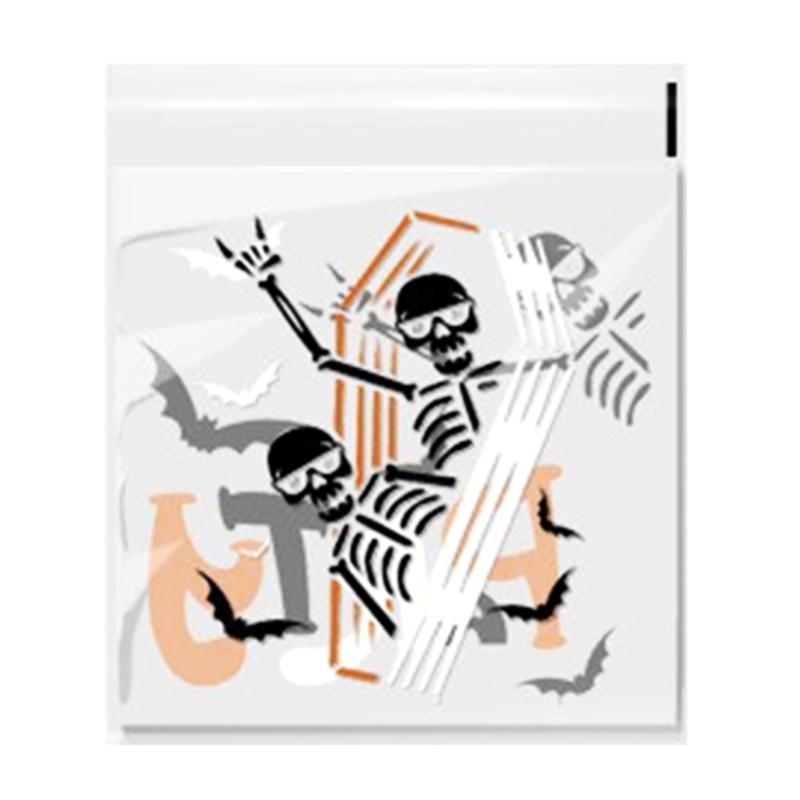 

100pcs Halloween Candy Bag Self-adhesive Plastic Treat Bags for Cookie Snack Gift Clear Bags Set for Halloween Party