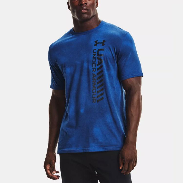 Under Armour Tie-Dye Loose Fit Training Casual Round Neck Short Sleeve T-Shirt Men Tops Blue 1366459-432