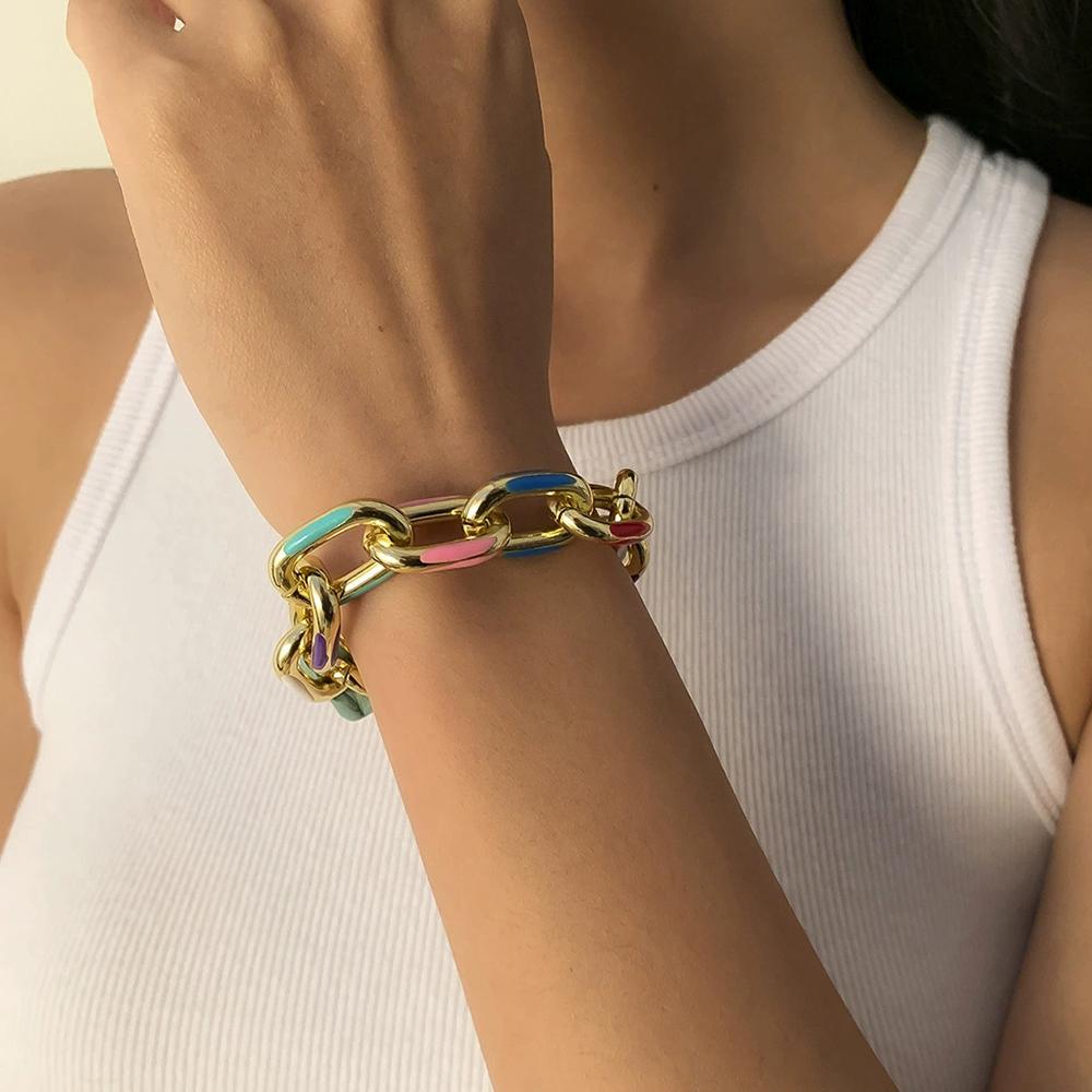 Drip Oil Hip-Hop Colorful Necklace Fashionable Punk Style Metal Colorful Luxury Simple Temperament Jewelry Women's Necklace Gift