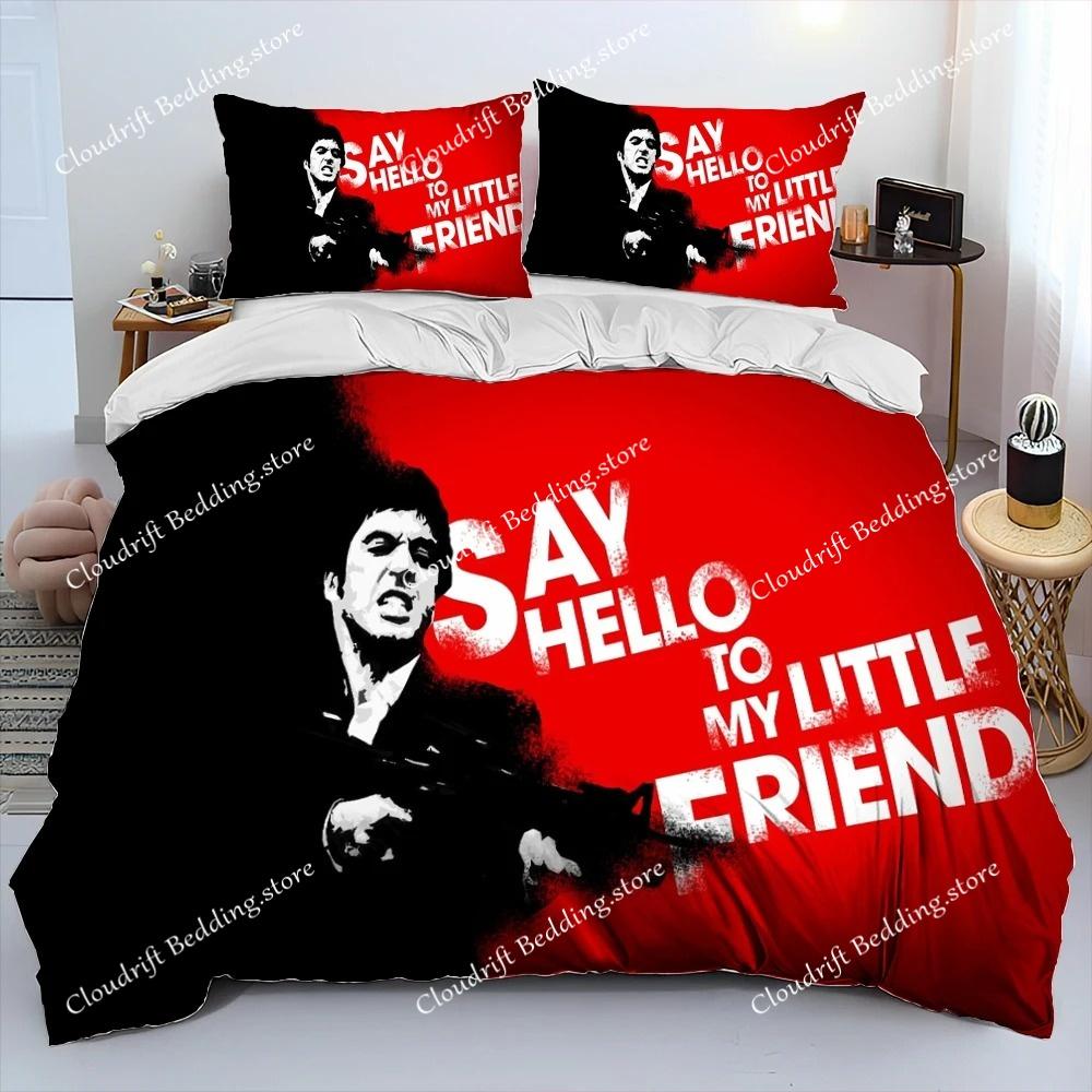 Film Scarface Tony 3D-Druck Bettdecke Bettwäsche-Set, Bettbezug Bett-Set Steppdeckenbezug Kissenbezug, King Queen Größe Bettwäsche-Set Kind