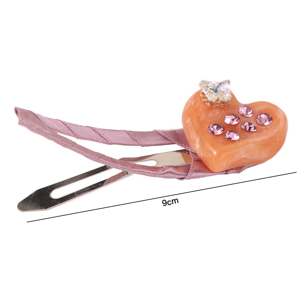 Butterfly Acetate Hairpin Bangs Clip Heart Hair Clip Sweet Rhinestones Hairpin  Kids