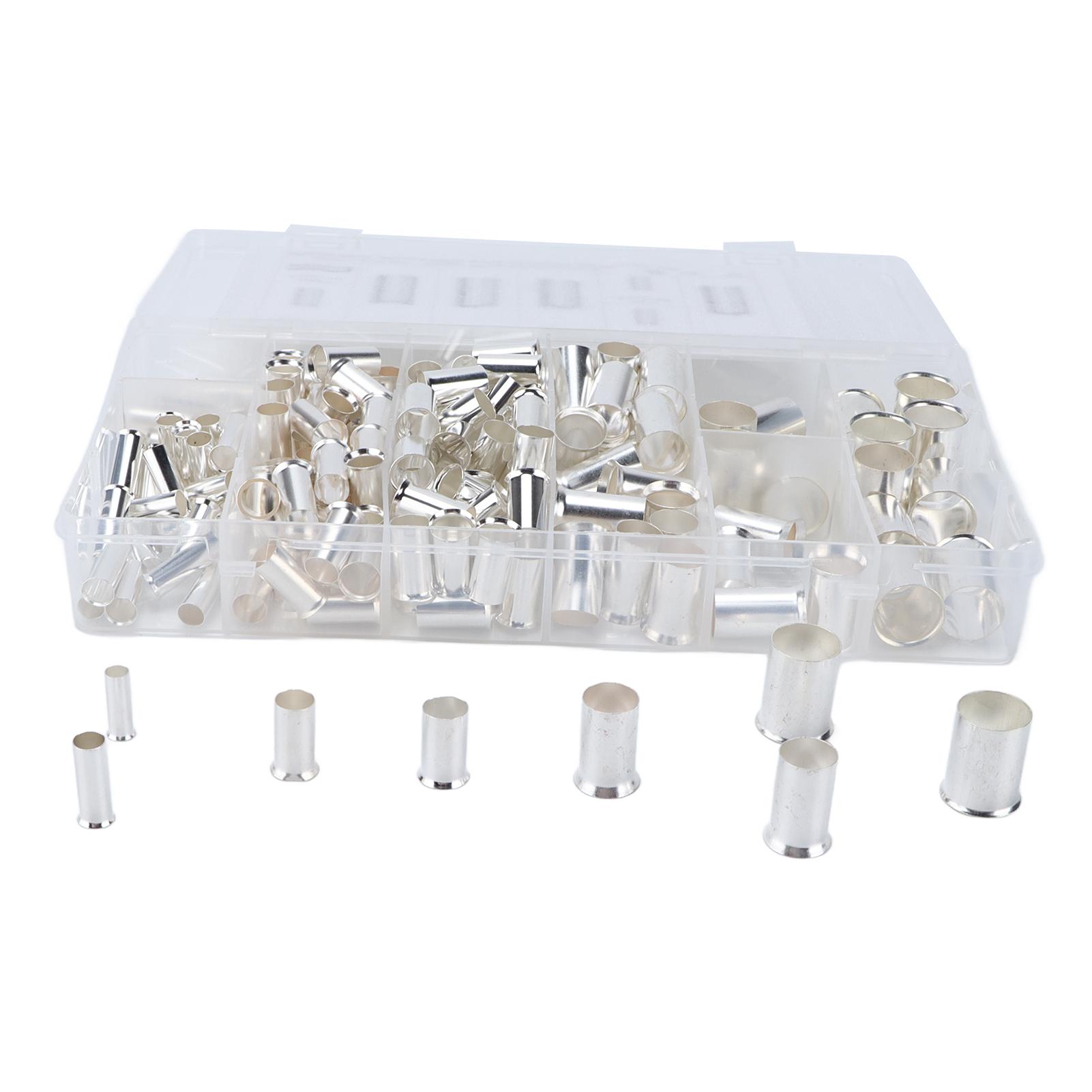 

190pcs Wire Ferrules Kit Crimp Connectors Red Copper EN Electrical Cords Ends Terminals 6 Types