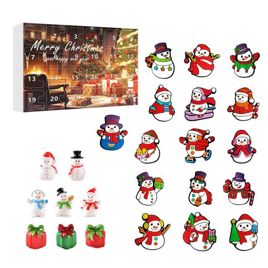 Weihnachts Schneemann Adventskalender 24-Tage Countdown Weihnachtsgeschenkset 2D Cartoon Schneemann Hängedekorationen
