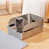 2025 Stainless Steel Cat Litter Box Non-Stick Semi-Enclosed Cat Bedpans Odor-Proof & Anti-Splash Pet Toilet with High Sides