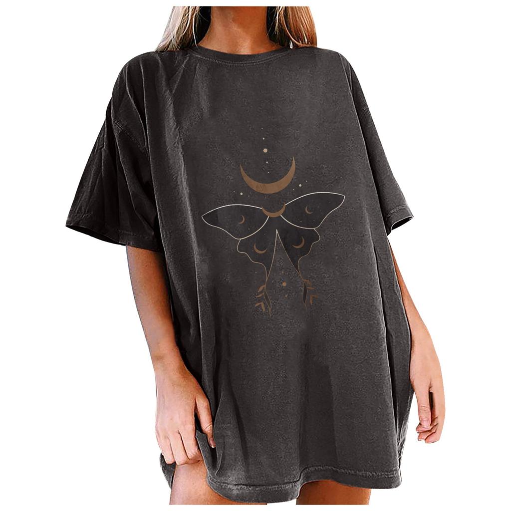 Women's Vintage Drop Sleeves Printed Pattern Casual Short Sleeve Tops Blouse