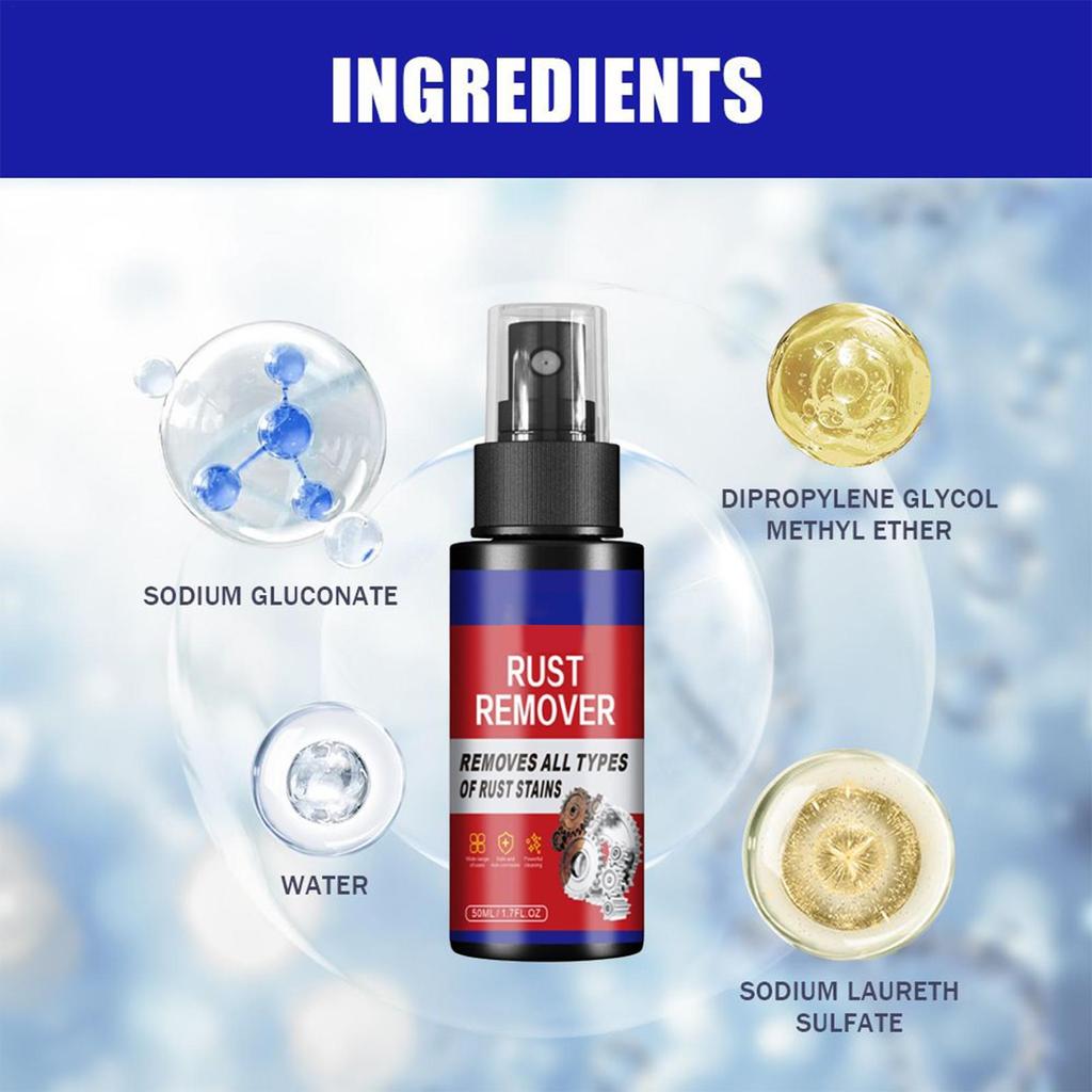 50ml Car Rust Remover Detailing Rust Dissolver Spray Heavy Duty Auto Polishing Cleaner for Equipment Machinery Stainless Steel