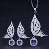 Butterfly Zircon Set, Environmentally Friendly Copper Electroplated Platinum Pure Needle Earrings Necklace Two-Piece Chain.